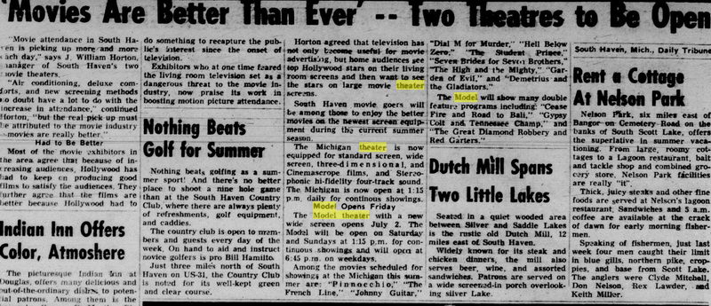 Michigan Theatre - Jun 30 1954 Story On Model And Michigan Theaters